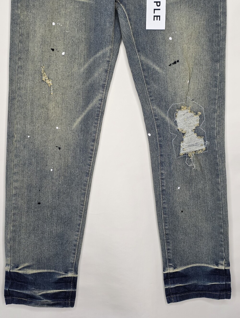 Purple Brand Paint Splatter Jeans Size W-30 Distressed Faded Denim Edgy NEW - Picture 3 of 16